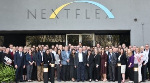 Group picture of Manufacturing USA annual meeting at NextFlex headquarters in San Jose, CA.